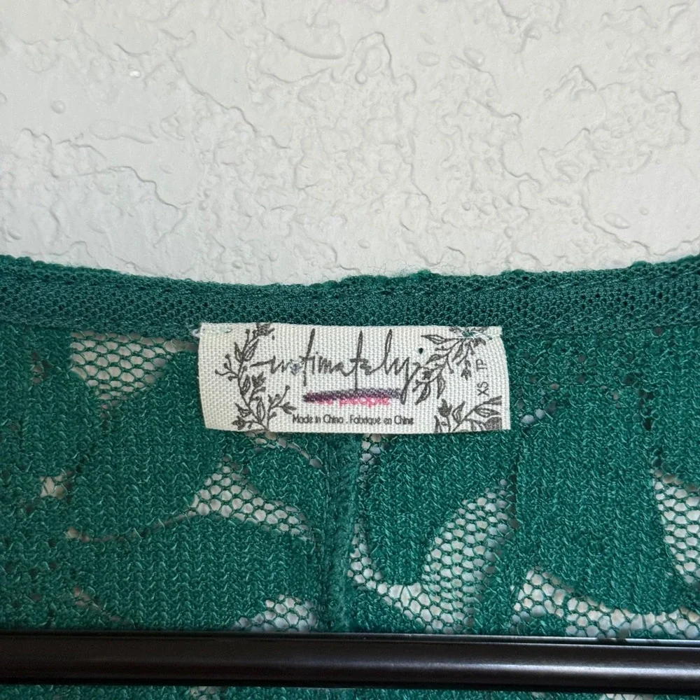 Intimately Free People Green Lace Square Neck Puff Sleeve Top Whimsigoth Boho XS